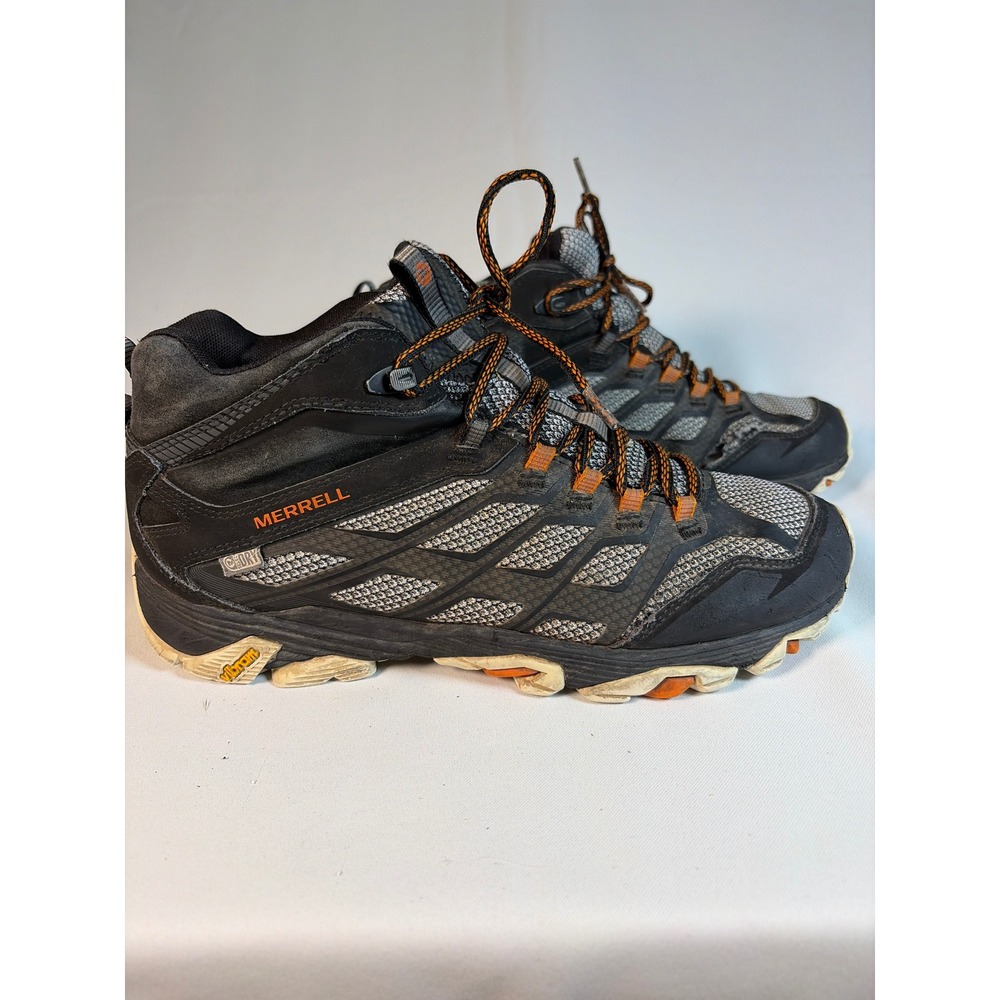 Merrell Moab FST Mid Waterproof Hiking Boots Black Orange Mens 9.5 J35747
